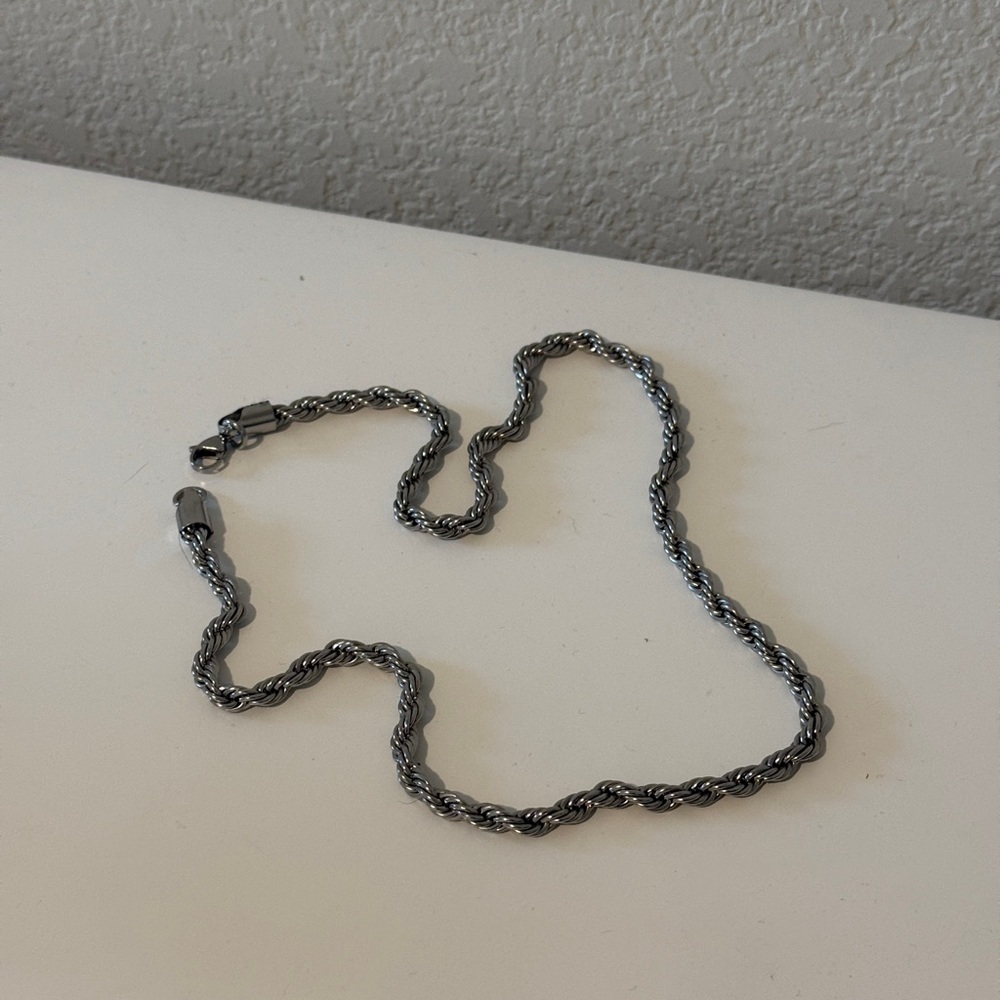Men's Silver Rope Chain Necklace 14in